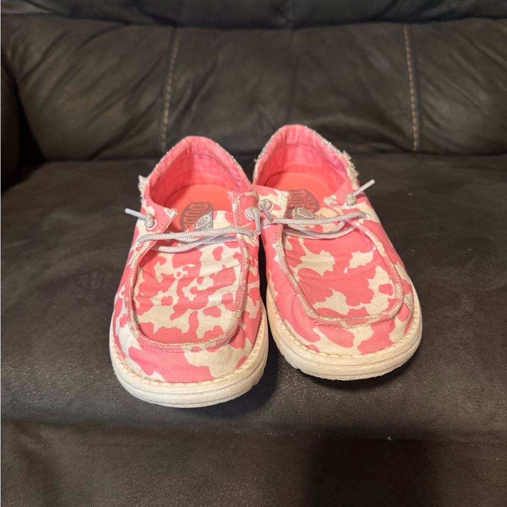 Hey Dude Kids Pink and Cream Moccasins